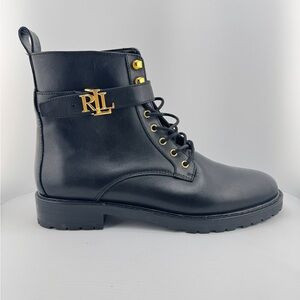 Polo by Ralph Lauren Black Leather Combat Boots